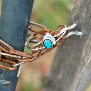 Amos Begay Navajo turquoise sterling silver handmade cuff.